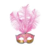 Máscara Veneziana Rosa Luxo - Cromus - Carnaval