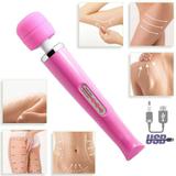 Massageador Terapêutico Magic Wand Rosa 36cm Recarregável /10 Vibrações, Alta Frequência 9000 Rpm / - Yv