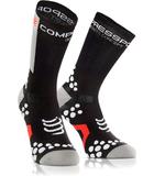 Meia de compressao compressport v2.1 cano medio para bike preta e branca