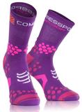 Meia de compressao compressport v2.1 cano medio para trilha (trail) lilas