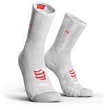 Meia de compressao compressport v3.0 cano medio para bike branca