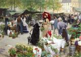 Mercado de Flores (1880) - Victor Gilbert - Tela 30x42 Para Quadro - Santhatela