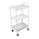 Mesa Carrinho Auxiliar Tubular - Salus - Com 1 Bandeja plástica + 2 Prateleiras em MDF e Rodízio