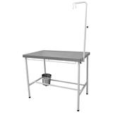 Mesa Cirúrgica Veterinária Pet c/ Tampo Inox e Balde p/ Recolhimento - Aço mix