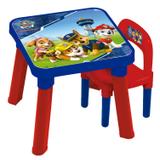 Mesa Com Cadeira Infantil Fun Patrulha Canina Azul E Vermelha