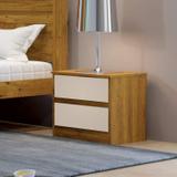 Mesa de Cabeceira 2 Gavetas Senior Leifer Móveis Canela/Off White