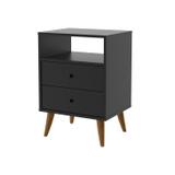 Mesa de cabeceira retro 2 gavetas 100% mdf preto fosco - movex - Lojas movex