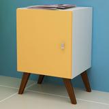 Mesa de Canto 1 Porta Rt 3012 Branco/Amarelo - Movel bento