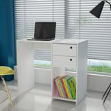 Mesa de Computador c/ 2 Gavetas e 1 Nicho - Acabamento BP Fosco - Branco - Casatema