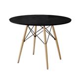 Mesa de Jantar Redonda Eiffel Wood Preto 90 cm - Shekinah