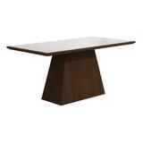 Mesa de Jantar Retangular Luna com Vidro Branca e Castor 180 cm - Rufato