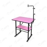 Mesa De Tosa Fixa Com Prateleira Rosa Para Pet Shop - Açomix