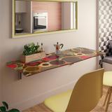 Mesa Dobrável Suspensa Estampada Flat Em MDF De 15 mm Com Suporte Metálico 90 cm - Ides
