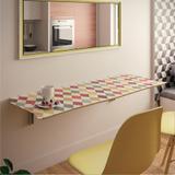 Mesa Dobrável Suspensa Estampada Flat Em MDF De 15 mm Com Suporte Metálico 90 cm - Ides