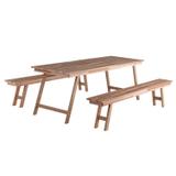 Mesa e Bancos Dobráveis 8 Lugares em Madeira Maciça DIY Madebal Natural/Incolor