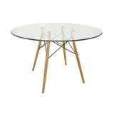 Mesa Eiffel Rivatti Com Vidro Incolor Base Madeira