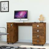 Mesa Escrivaninha Computador Smart Com 4 Gavetas Cor Canela - Lukaliam