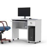 Mesa Escrivaninha Computador Vicenza Com Gaveta Branco - Lukaliam