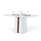Mesa Itália 450 Tampo De Madeira Chanfrado 1200x900 Dj Móveis Branco Laca Demolição Vidro branco