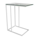 Mesa Lateral Apoio Para Sofá Com Vidro - Branco - Luma decor
