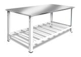Mesa Manipulação de Alimentos Tampo em Aço Inox com Pés e Paneleiros Reforçados 180x70 - Cristal aço