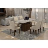 Mesa Maya 180 TP. MDF/LAQ. C/6 cad. Grecia castoroff whiteveludo creme - Rufato