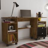 Mesa para Computador 2 Gavetas com Nichos C215 Dalla Costa Nobre/Preto Brilho