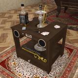 Mesa Para Narguilés com 2 gavetas - COM CAIXA DE SOM - Bar22 TABACO - Camarim móveis