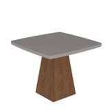 Mesa para Sala de Jantar 4 Lugares Tampo de Vidro 95cm Helen Cimol Savana/Branco Off White