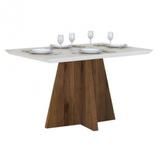 Mesa Parma Tampo Chanfrado de Madeira Vidro Pintado 1400 x 900 4 Lugares DJ Móveis Rústico Terrara Vidro Off White