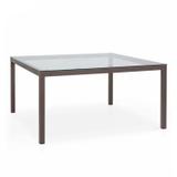 Mesa Quadrada Tampo de Vidro Fibrillare Marrom
