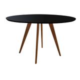 Mesa Square Redonda Preta com Tampo de Vidro - 88cm - Abra casa