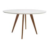 Mesa Square Redonda Tampo Lacca Polida Branco - 88cm - Abra casa
