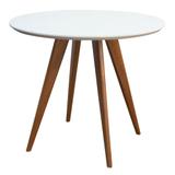 Mesa Square Redonda Tampo Vidro Color Branco 108cm - Abra casa