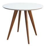 Mesa Square Redonda Tampo Vidro Color Branco 80cm - Abra casa