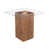 Mesa Viero Adri Base Fendy + Vidro 0,85M X 0,85M - Viero móveis