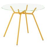 Mesas 1527 Redonda com Vidro Incolor Amarelo Ouro Carraro