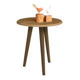 Mesinha Lateral marrom Pé Palito Altura 48 Cm De Mdf Tripé - Bechara