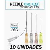 Microcânulas para preenchimento facial 18gx70mm cx 10un - Fineflex flexiveis