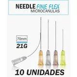 Microcânulas para preenchimento facial 21gx70mm cx 10un - Fineflex flexiveis