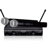 Microfone Duplo Sem Fio Profissional Uhf Igreja Karaoke - Weisre