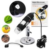 Microscópio Digital Usb Zoom 1000x HD Câmera 2.0 MP Profissional 8 LEDs Preto - Prime