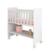 Mini Berço com colchão, rodinhas e prateleira branco 2490 - Robel