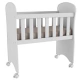 Mini Berço com Rodízios Moisés Móveis Peroba Branco Brilho