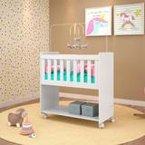 Mini Berço Moisés Soninho Fiorello com Colchão 100 MDF - Branco Brilho - Bambinello