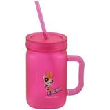 Mini caneca com canudo pote emborrachada florzinha zona criativa