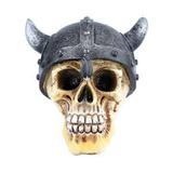 Mini caveira resina vicking cap cinza 8,5 x 8,5 x 9 cm - Urban