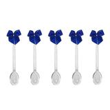 Mini Colher para Brigadeiro com Enfeite Laço Azul Escuro com Prata 30 unidades - Festabox