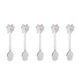 Mini Colher para Brigadeiro com Enfeite Laço Branco com Prata 30 unidades - Festabox