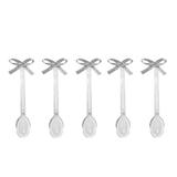 Mini Colher para Brigadeiro com Enfeite Laço Fino Aramado Prata 30 unidades - Festabox